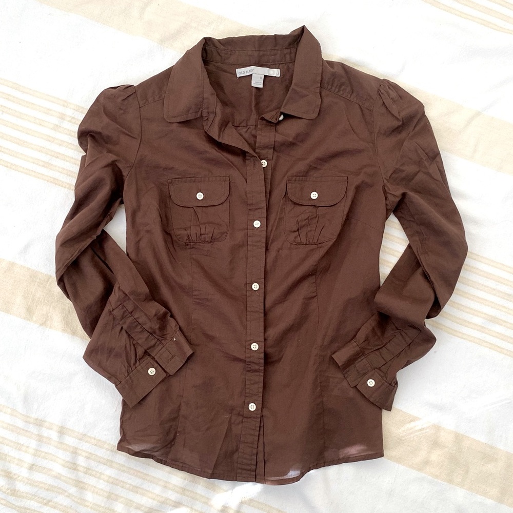 Old Navy NWOT🦒Safari Blouse Lightweight Brown SZ M
